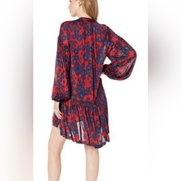 NWT Free People | Love Letter Long Sleeve Snap Front High/Low Tunic Merlot Combo - Picture 10 of 16